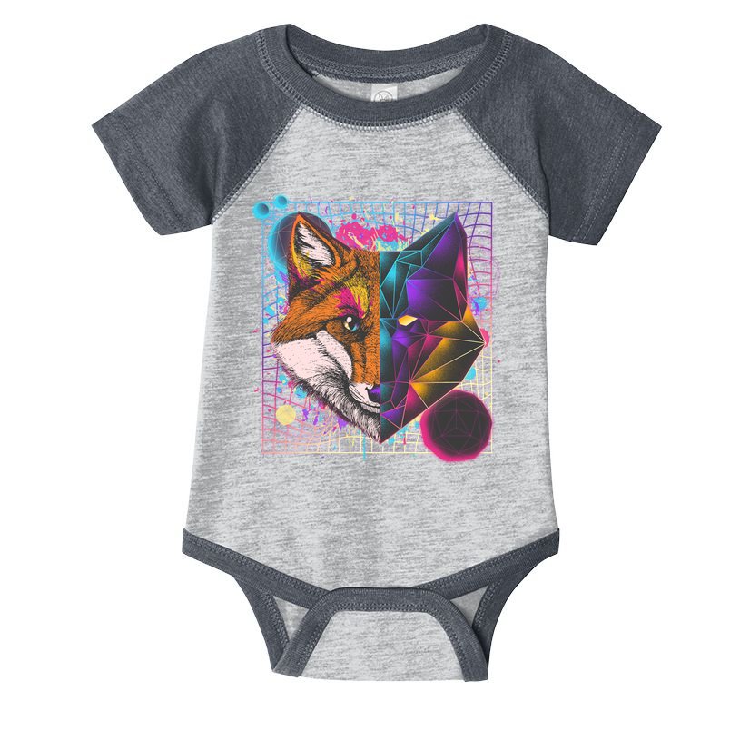 Retro 80's Digital Polygon Fox Infant Baby Jersey Bodysuit