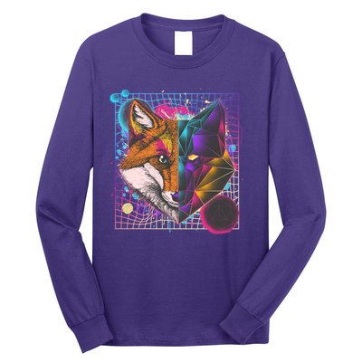 Retro 80's Digital Polygon Fox Long Sleeve Shirt