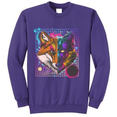 Retro 80's Digital Polygon Fox Sweatshirt