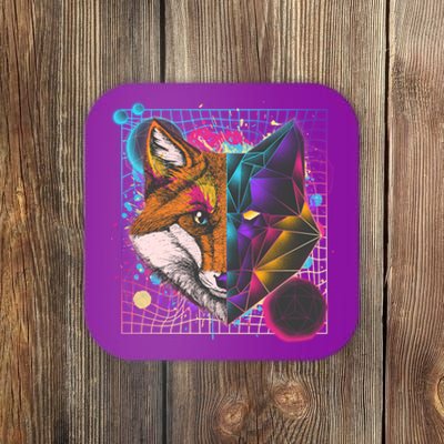 Retro 80's Digital Polygon Fox Coaster