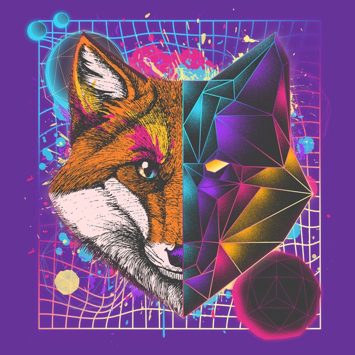 Retro 80's Digital Polygon Fox Premium T-Shirt