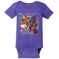 Retro 80's Digital Polygon Fox Baby Bodysuit