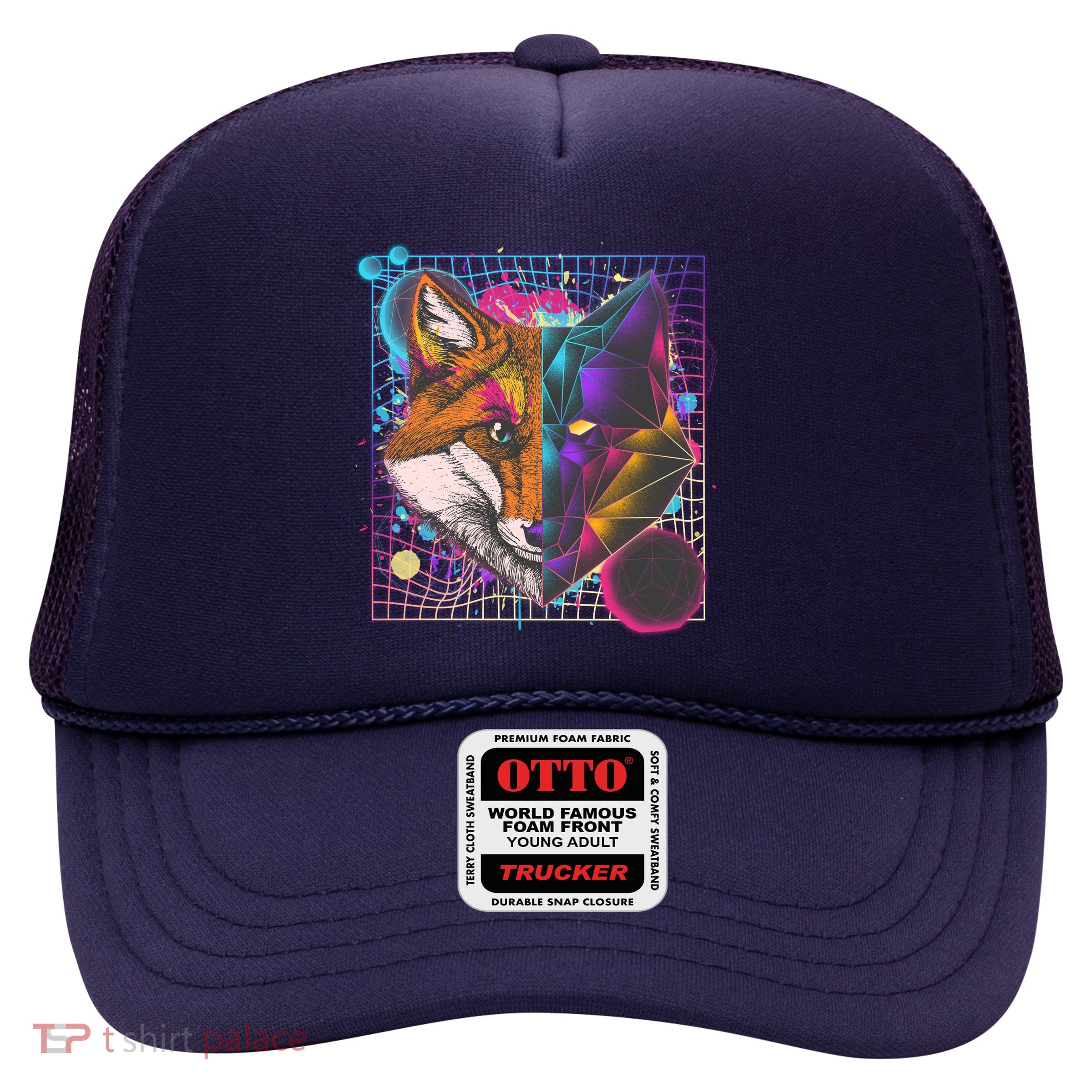 Retro 80's Digital Polygon Fox Trucker Hat