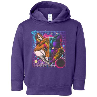 Retro 80's Digital Polygon Fox Toddler Hoodie
