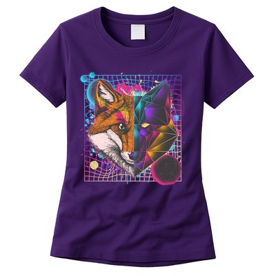Retro 80's Digital Polygon Fox Womens T-Shirt
