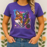 Retro 80's Digital Polygon Fox Womens T-Shirt