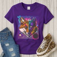 Retro 80's Digital Polygon Fox Womens T-Shirt