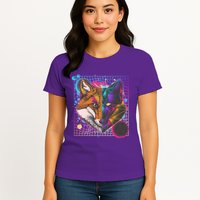 Retro 80's Digital Polygon Fox Womens T-Shirt