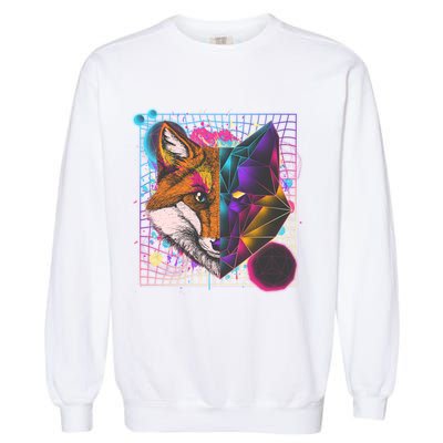 Retro 80's Digital Polygon Fox Garment-Dyed Sweatshirt