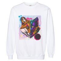 Retro 80's Digital Polygon Fox Garment-Dyed Sweatshirt