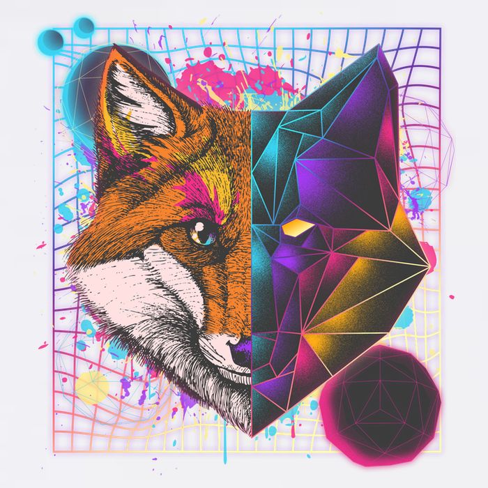 Retro 80's Digital Polygon Fox Garment-Dyed Sweatshirt