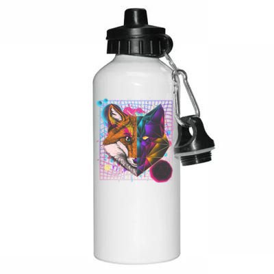 Retro 80's Digital Polygon Fox Aluminum Water Bottle