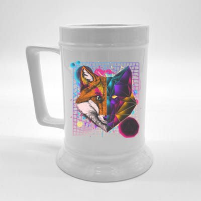 Retro 80's Digital Polygon Fox Beer Stein