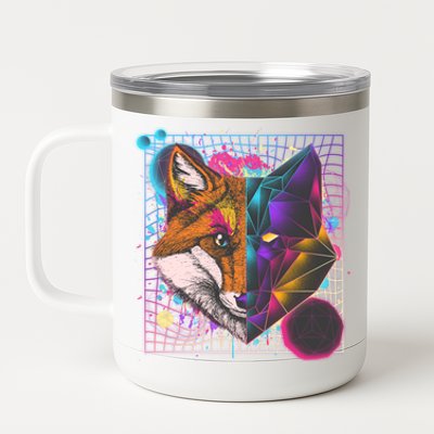 Retro 80's Digital Polygon Fox 12 oz Stainless Steel Tumbler Cup