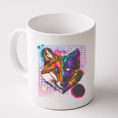 Retro 80's Digital Polygon Fox Coffee Mug