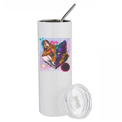 Retro 80's Digital Polygon Fox Stainless Steel Tumbler