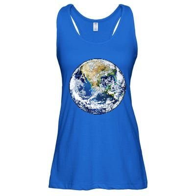 Retro 8bit Earth Planet Art Graphic Gift Ladies Essential Flowy Tank