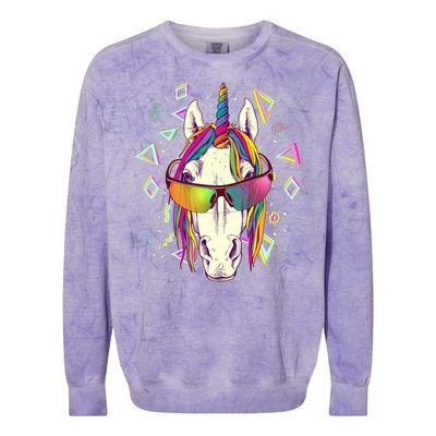 Retro 80's Eighties Rainbow Unicorn Colorblast Crewneck Sweatshirt