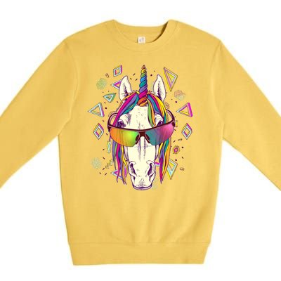 Retro 80's Eighties Rainbow Unicorn Premium Crewneck Sweatshirt