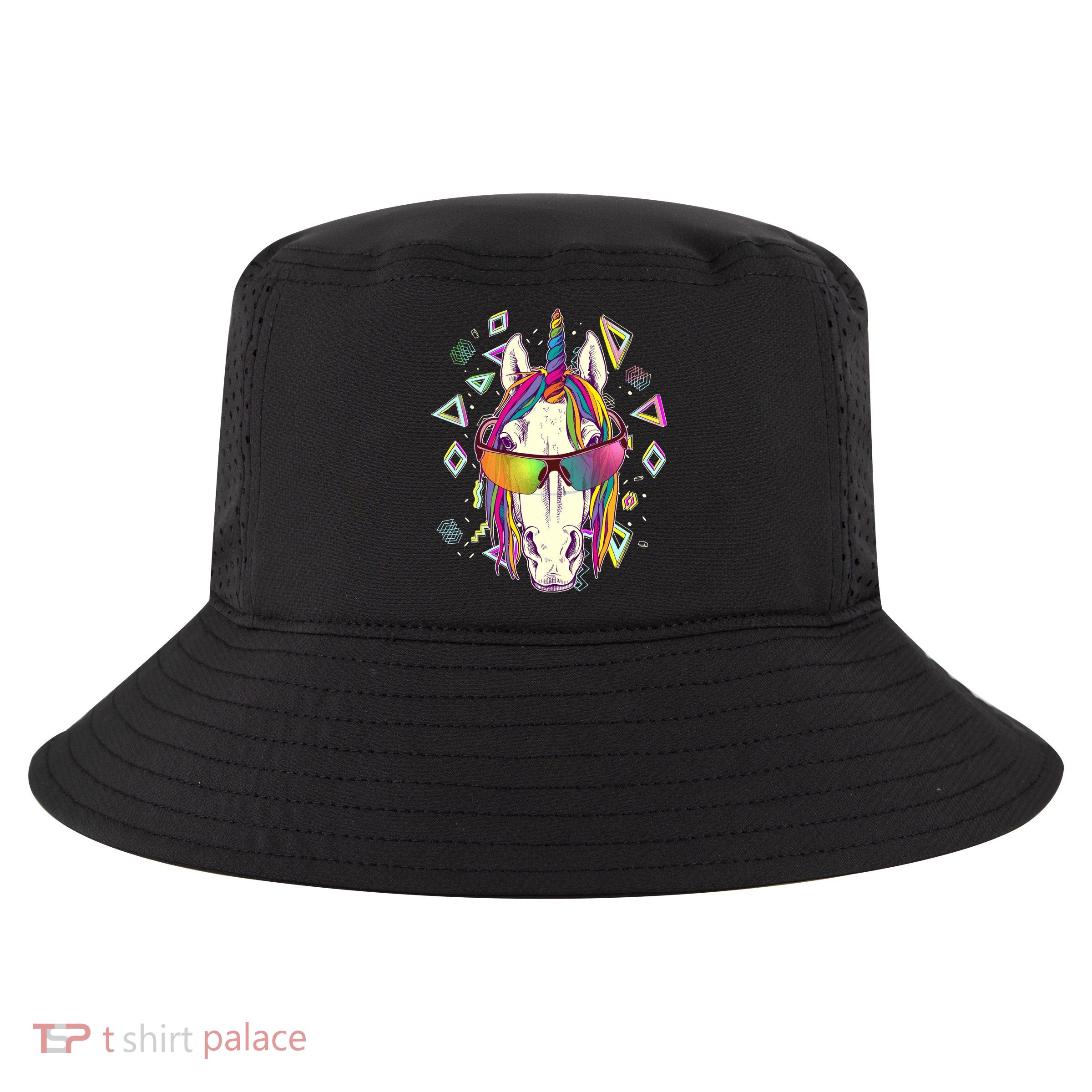 Retro 80's Eighties Rainbow Unicorn Cool Comfort Performance Bucket Hat