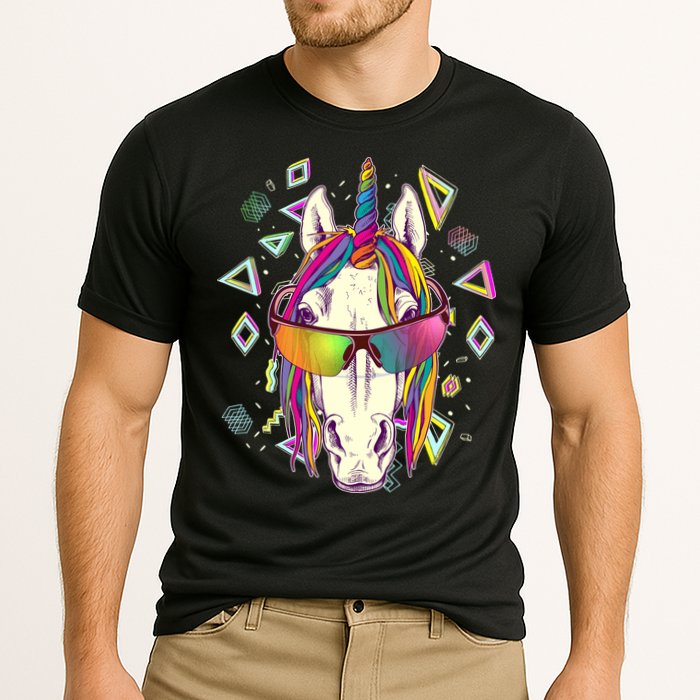 Retro 80's Eighties Rainbow Unicorn Performance Shirt
