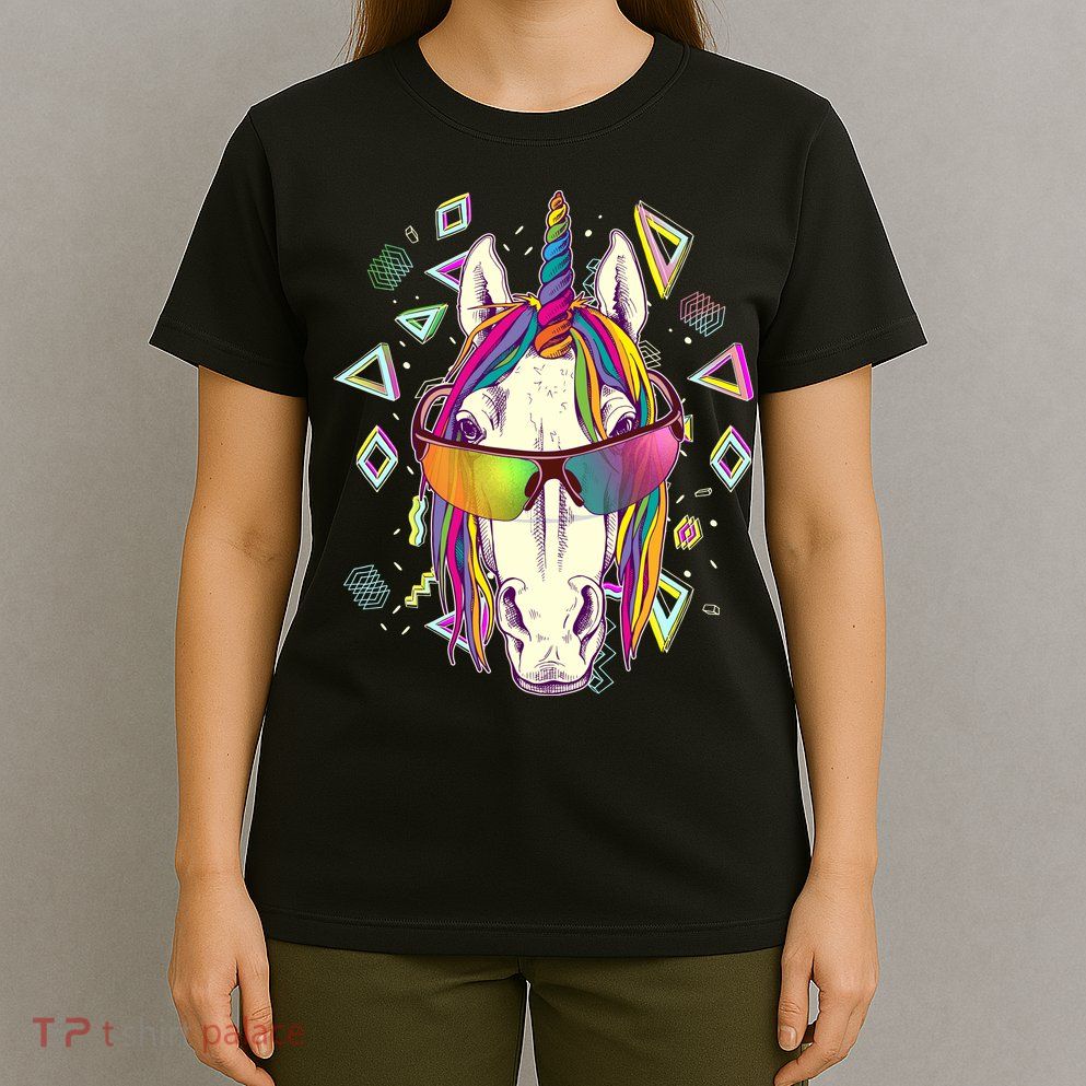 Retro 80's Eighties Rainbow Unicorn T-Shirt
