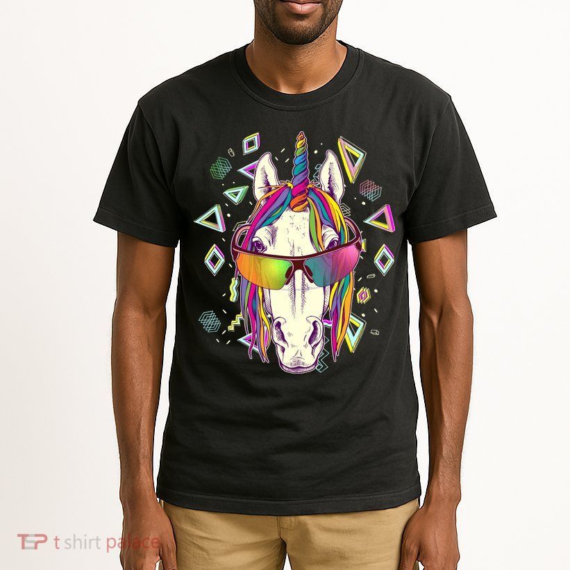 Retro 80's Eighties Rainbow Unicorn Tall T-Shirt
