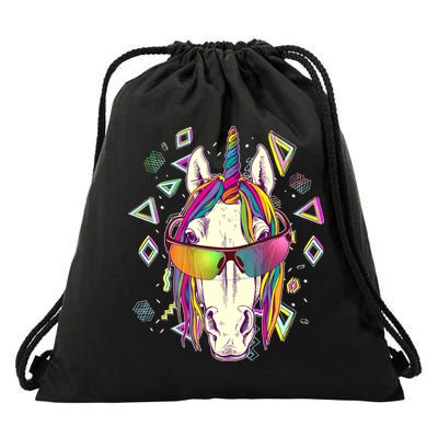 Retro 80's Eighties Rainbow Unicorn Drawstring Bag