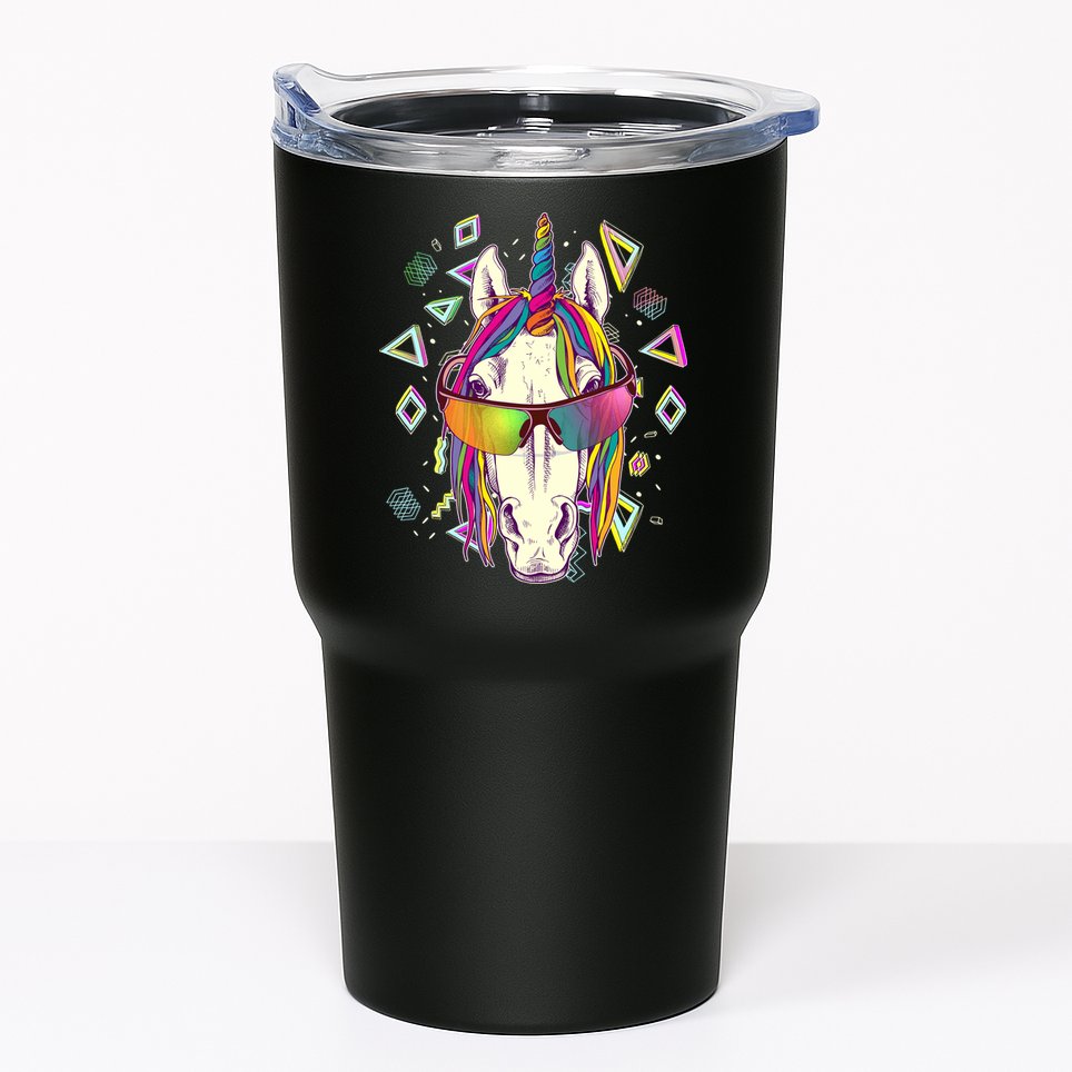 Retro 80's Eighties Rainbow Unicorn Tumbler