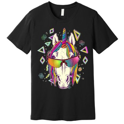 Retro 80's Eighties Rainbow Unicorn Premium T-Shirt