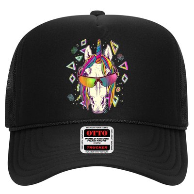 Retro 80's Eighties Rainbow Unicorn Trucker Hat