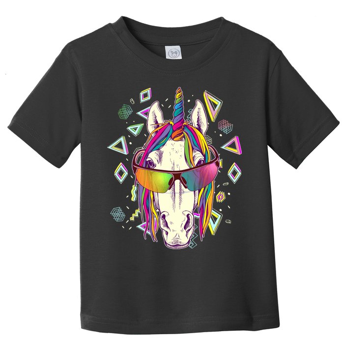 Retro 80's Eighties Rainbow Unicorn Toddler T-Shirt