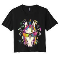 Retro 80's Eighties Rainbow Unicorn Crop Top