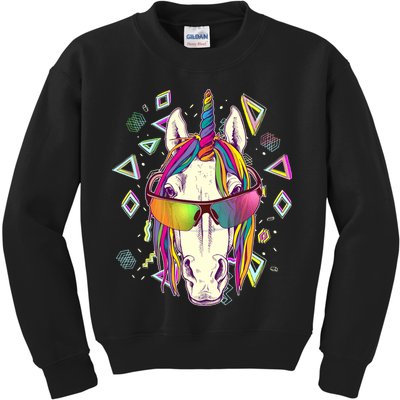 Retro 80's Eighties Rainbow Unicorn Kids Sweatshirt