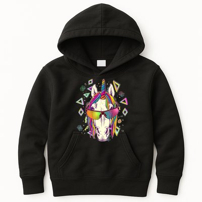 Retro 80's Eighties Rainbow Unicorn Kids Hoodie