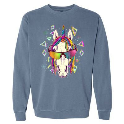 Retro 80's Eighties Rainbow Unicorn Garment-Dyed Sweatshirt