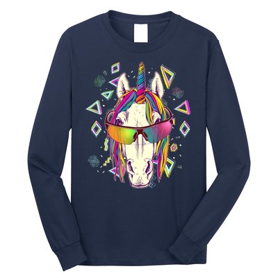 Retro 80's Eighties Rainbow Unicorn Long Sleeve Shirt