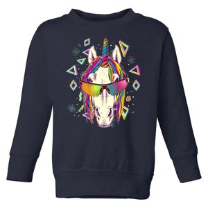 Retro 80's Eighties Rainbow Unicorn Toddler Sweatshirt