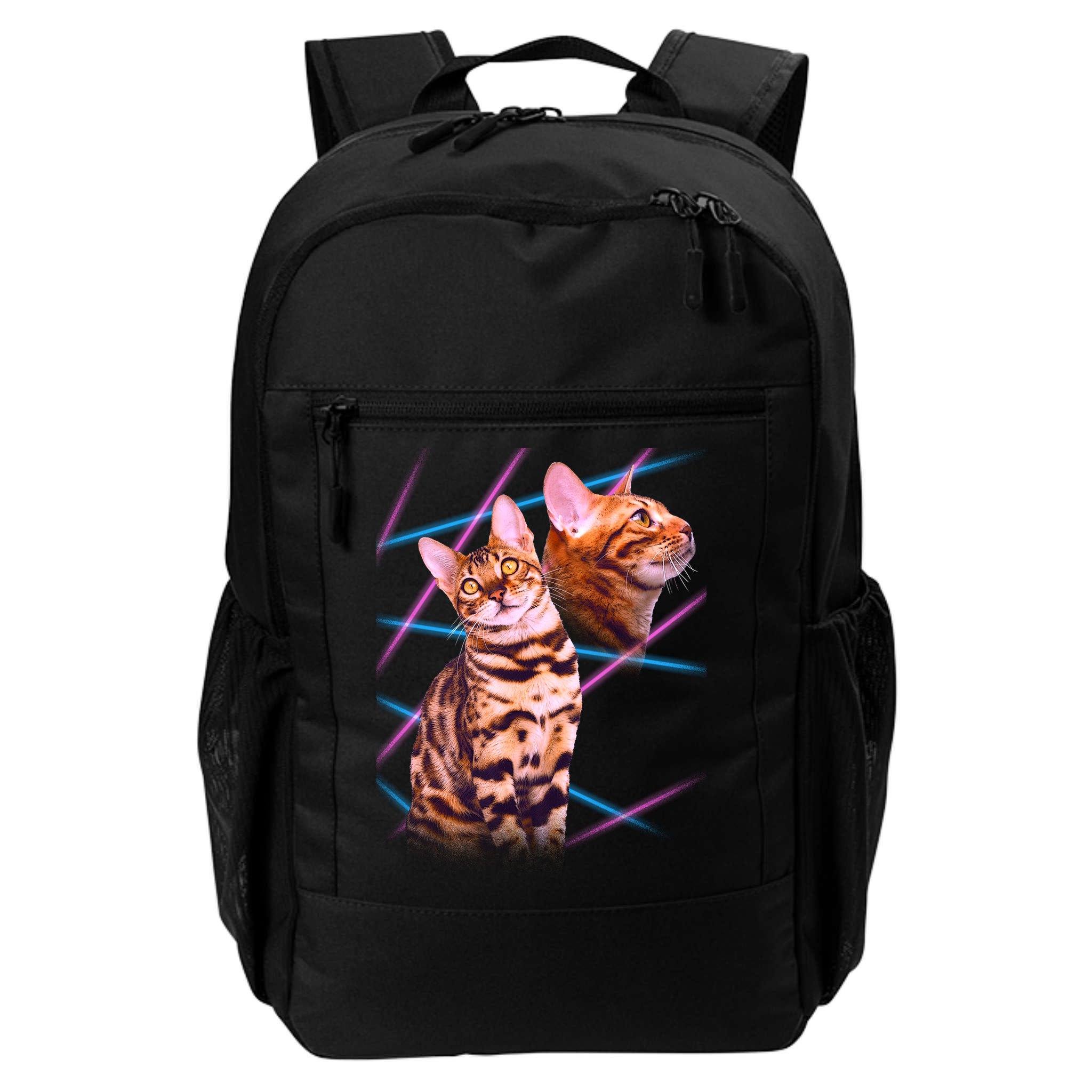Retro 80s Eighties Lasers Double Exsposure Cat Backpack