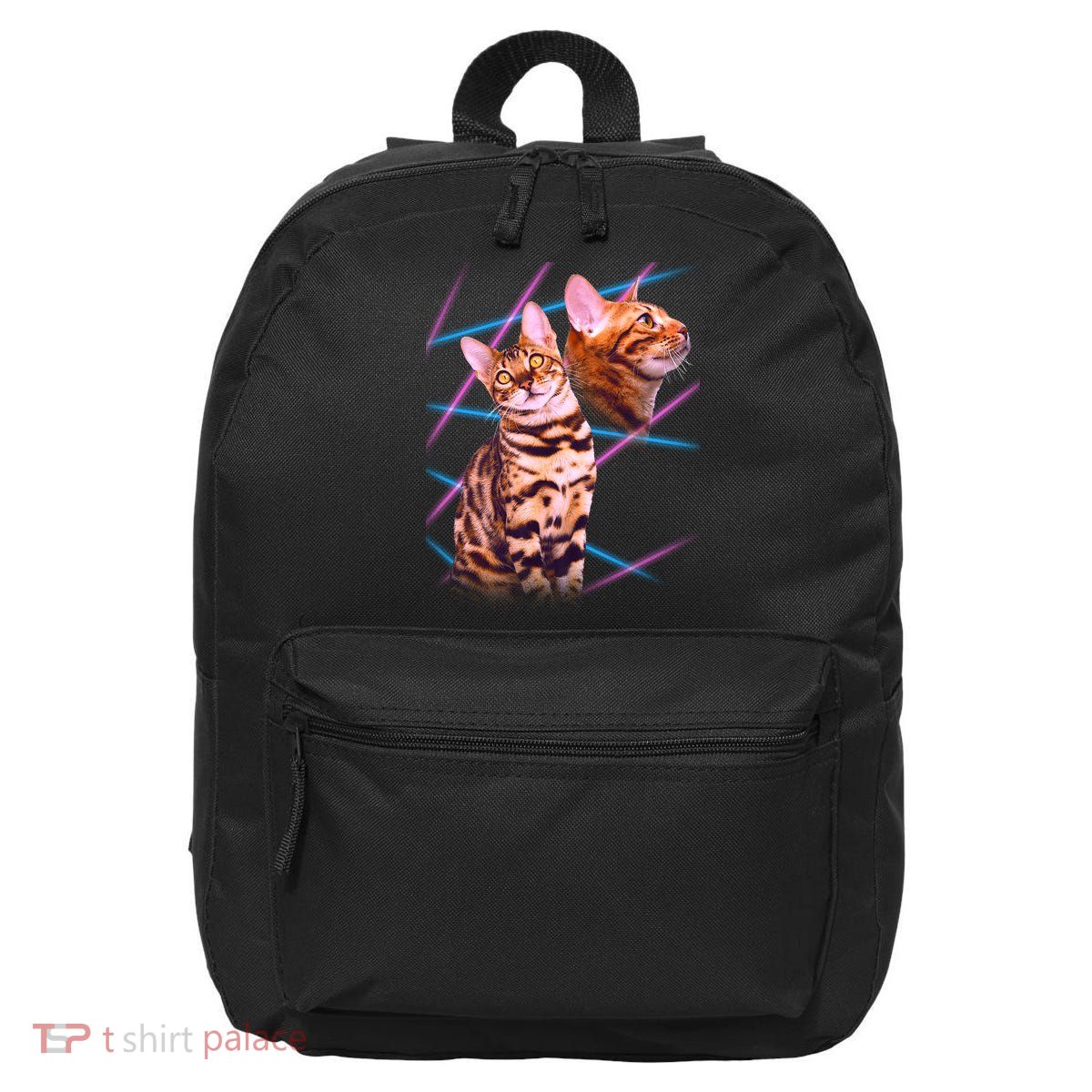 Retro 80s Eighties Lasers Double Exsposure Cat 16 in Basic Backpack