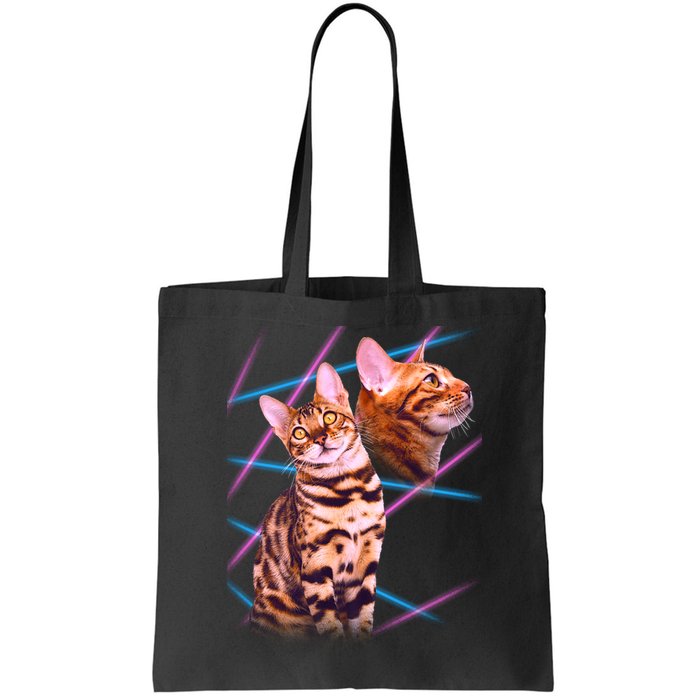 Retro 80s Eighties Lasers Double Exsposure Cat Bag