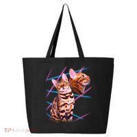 Retro 80s Eighties Lasers Double Exsposure Cat 25L Jumbo Tote