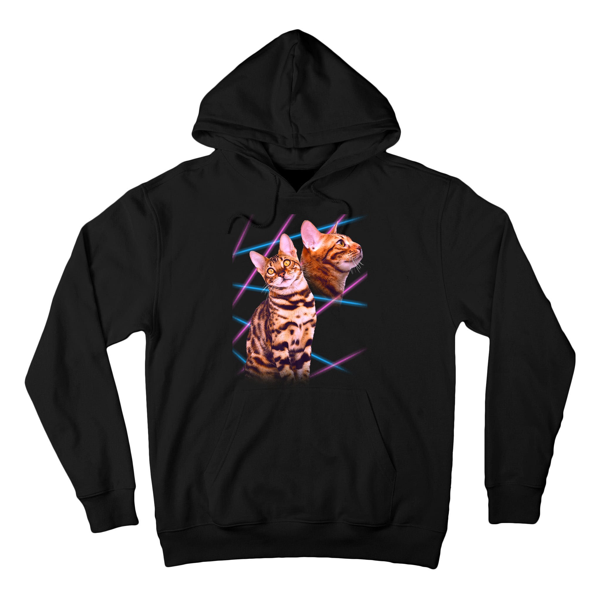 Retro 80s Eighties Lasers Double Exsposure Cat Tall Hoodie