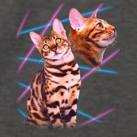Retro 80s Eighties Lasers Double Exsposure Cat Vector Backpack