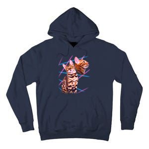 Retro 80s Eighties Lasers Double Exsposure Cat Tall Hoodie