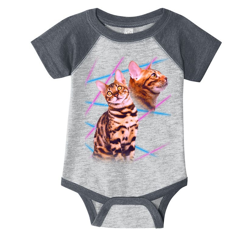 Retro 80s Eighties Lasers Double Exsposure Cat Infant Baby Jersey Bodysuit
