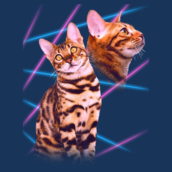Retro 80s Eighties Lasers Double Exsposure Cat Infant Baby Jersey Bodysuit
