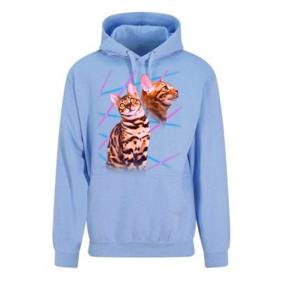 Retro 80s Eighties Lasers Double Exsposure Cat Unisex Surf Hoodie