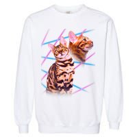 Retro 80s Eighties Lasers Double Exsposure Cat Garment-Dyed Sweatshirt