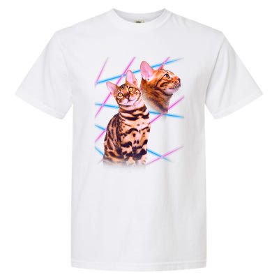 Retro 80s Eighties Lasers Double Exsposure Cat Garment-Dyed Heavyweight T-Shirt